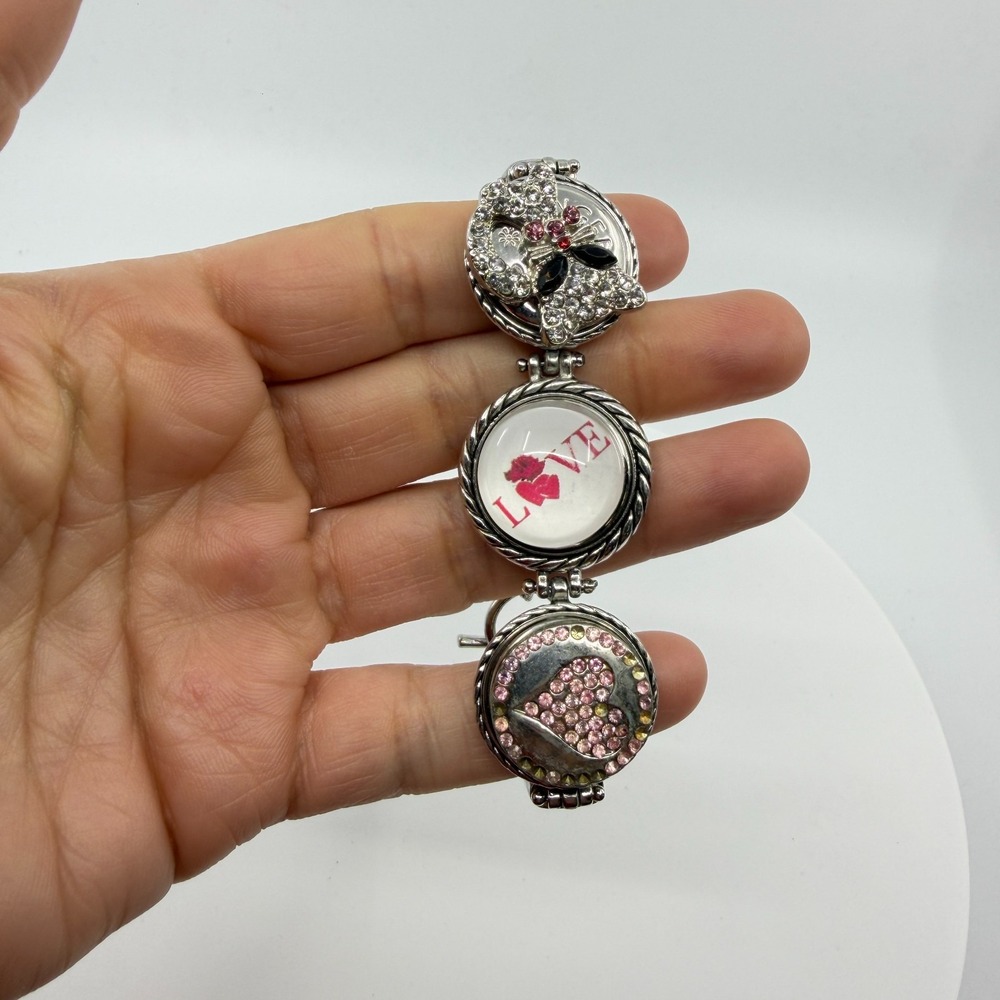 Crystel Heart Charm Bracelet Multi Strand Love Statement Gift Coquette